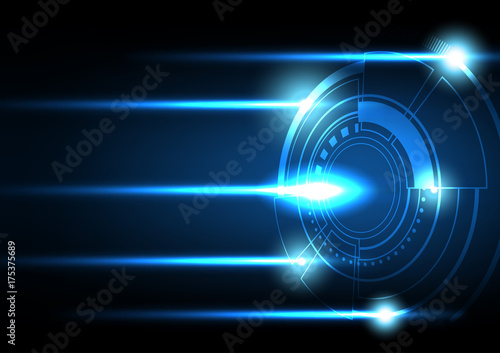 Technology background, abstract futuristic circle with glowing light effect on dark background