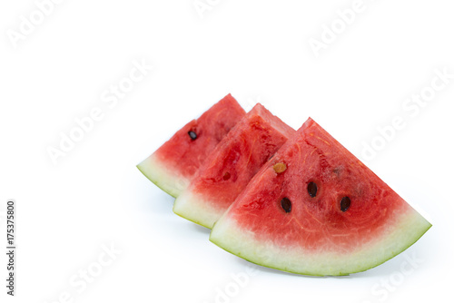 Ripe watermelon , healthy eating lifestyle.Sliced of watermelon isolated white background.