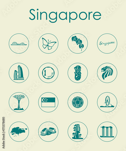Photography Set of Singapore simple icons