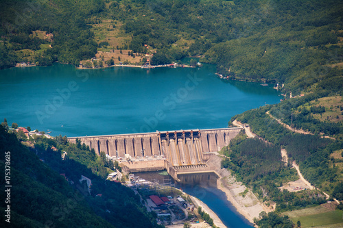 Dam Perucac on a Drina river. Hydroelectric 