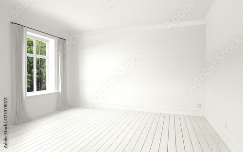 Beautiful white and bright room with sun light 