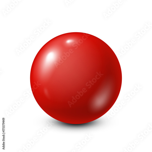 Red lottery, billiard,pool ball. Snooker. White background. Vector illustration.