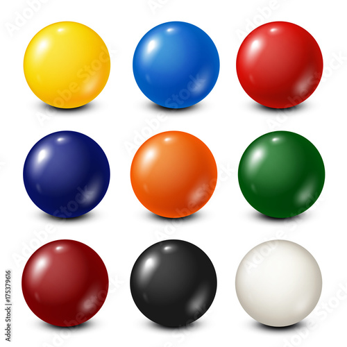 Lottery, billiard,pool balls collection. Snooker. White background. Vector illustration.