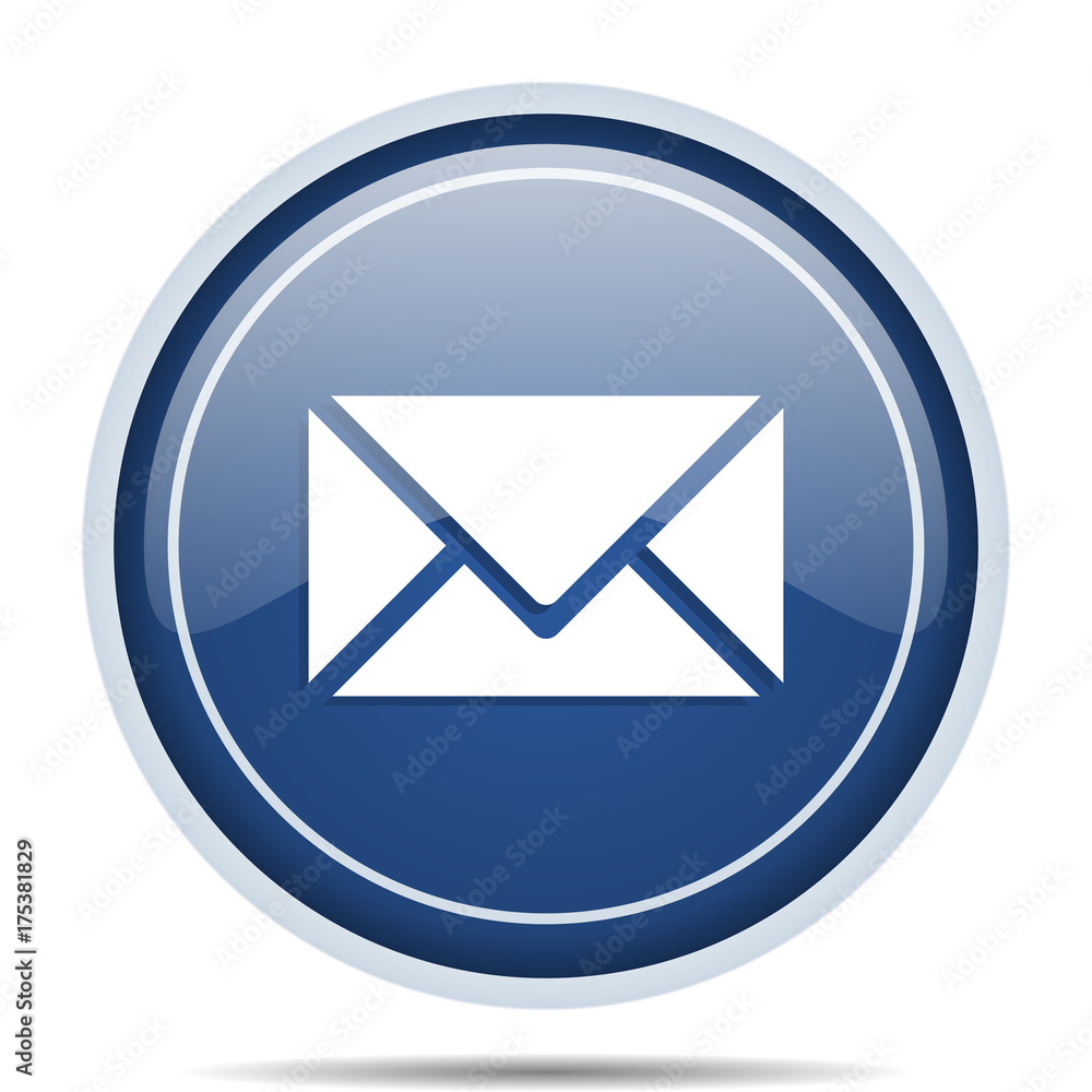 Email blue round web icon. Circle isolated internet button for webdesign and smartphone applications. Email blue round web icon. Circle isolated internet button for webdesign and smartphone applications.