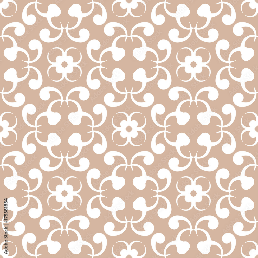 Seamless beige pattern with white wallpaper ornaments Seamless beige pattern with white wallpaper ornaments