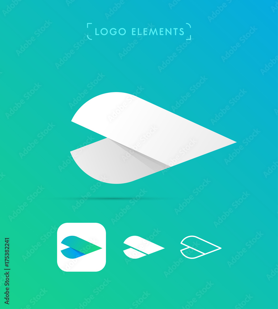 Abstract origami arrow logo. Material design style. Play application icon Abstract origami arrow logo. Material design style. Play application icon