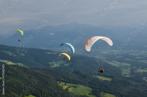 Flying paragliders, Gaisbergspitze, Salzburg, Austria