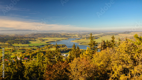 Autumn in the countryside, Slezska harta dam, yellow foliage