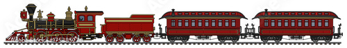 Vintage red american steam train