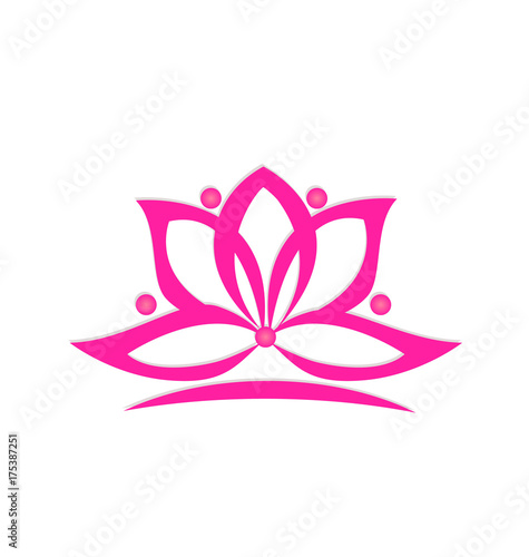 Pink lotus flower icon vector