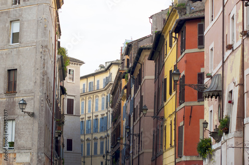 streets of Rome. old houses. colored houses.