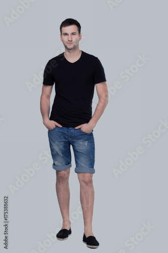 Full body portrait  of young man isolated on white background © ASDF