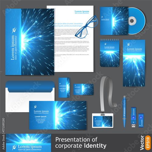 Electric lighting effect, corporate identity template