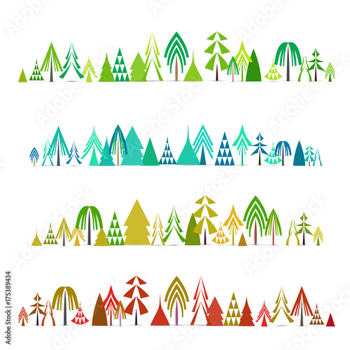 Collection of Christmas trees, set of trees for decoration