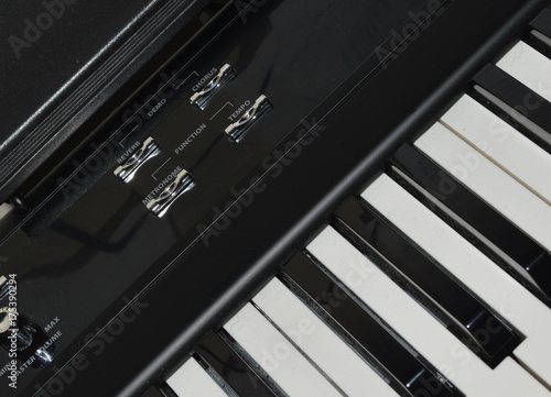 macro photo black and white piano keyboard buttons