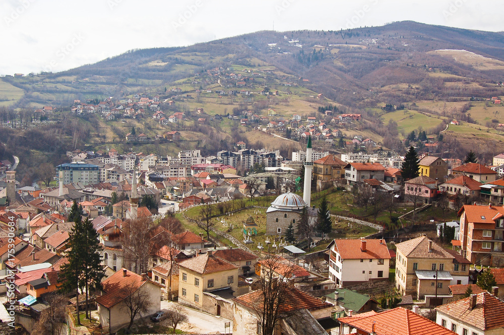 panoramas of small towns near sarajevo, bosnia