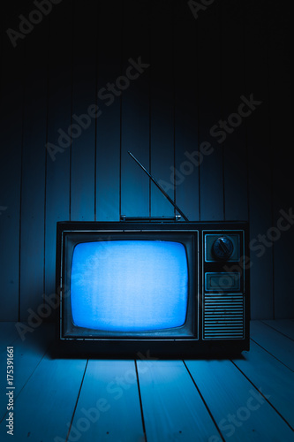 Retro television with white noise / high contrast image photo