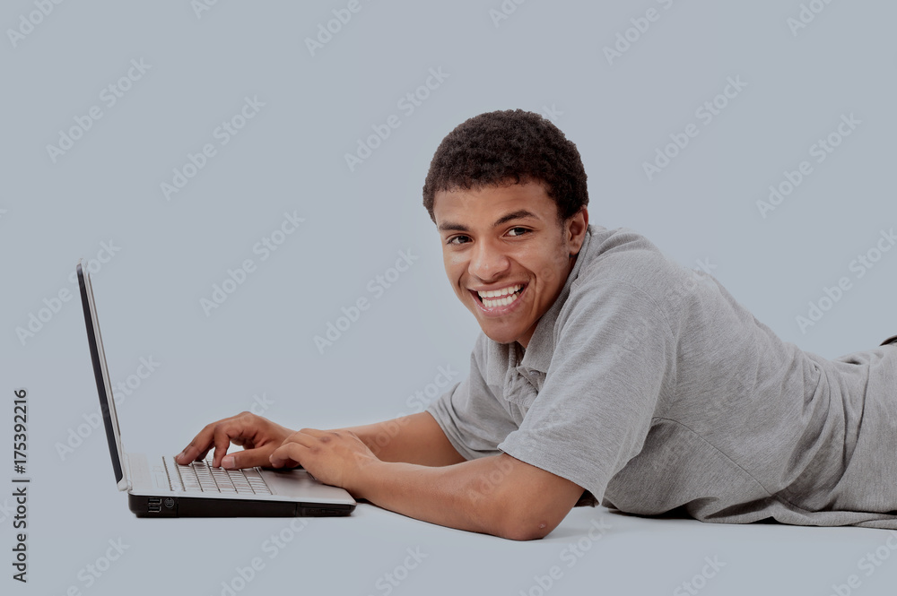 Happy man working on laptop Happy man working on laptop