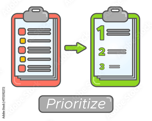 Time management goal priorities. Task priority plan concept design. Prioritize agenda.