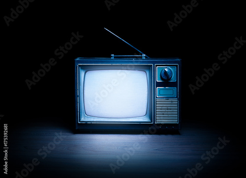 Retro television with white noise / high contrast image photo