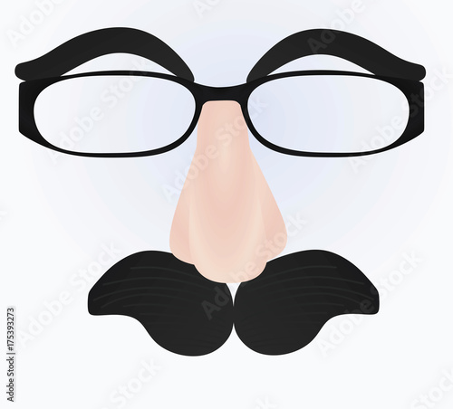 Funny mask. eyebrow, glasses, nose and mustache. vector illustration