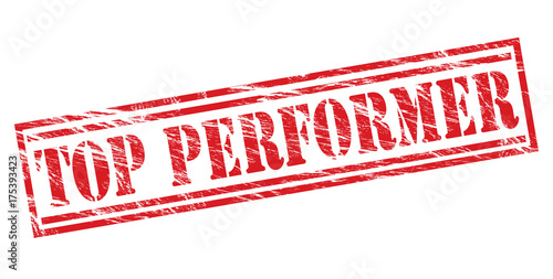 фотографія top performer red stamp on white background