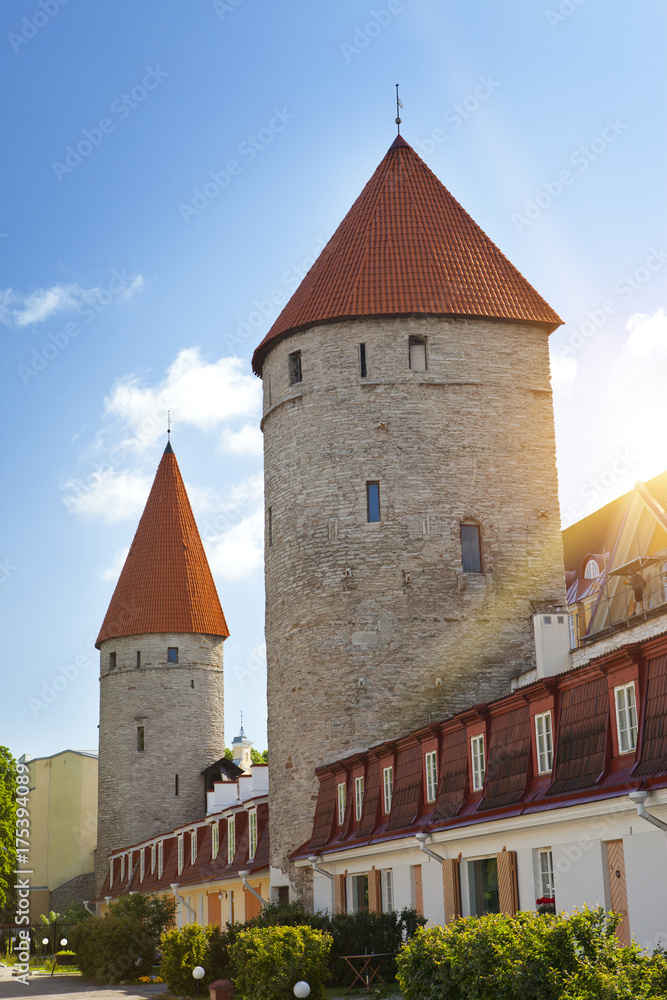 Medieval towers - part of the city wall. Tallinn, Estonia