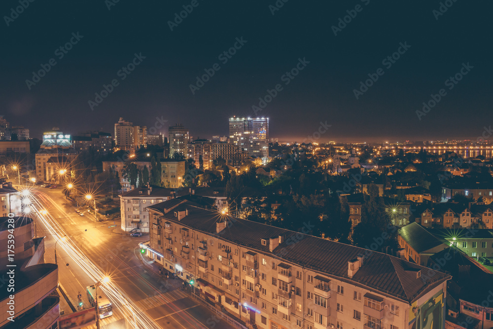 Voronezh city downtown and skyline panorama at dusk, toned Voronezh city downtown and skyline panorama at dusk, toned