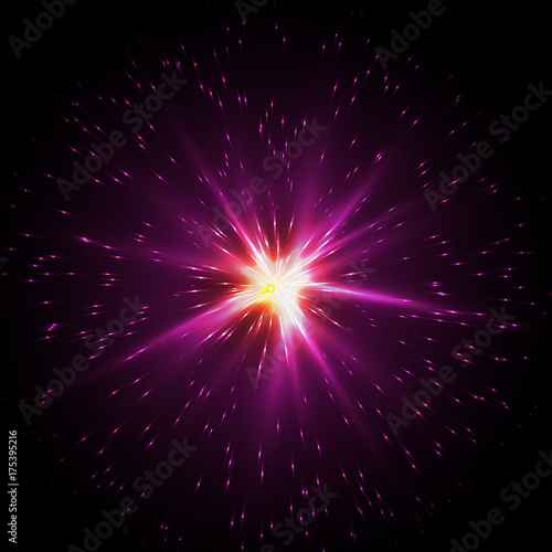 Tablou canvas Flash Star, Light flare special effect. vector illustration.