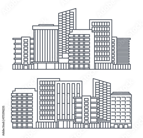 line background of the city, vector cityscape collection
