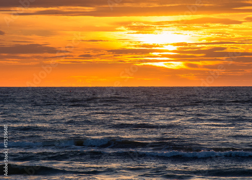 Beautiful sunset over Baltic Sea - seascape with sea horizon