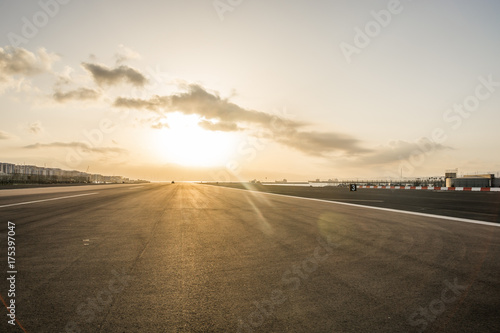Gibraltar airport at sunset
