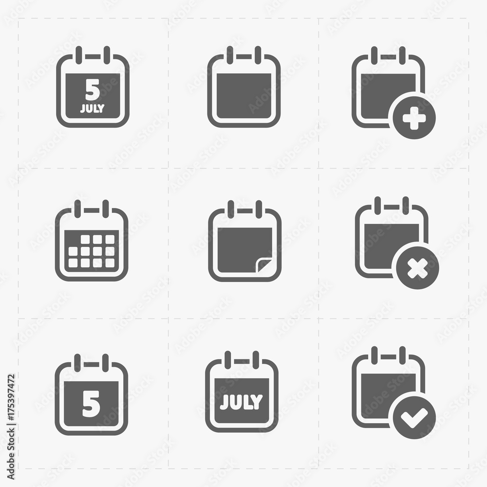 Vector Black Calendar Icons Vector Black Calendar Icons