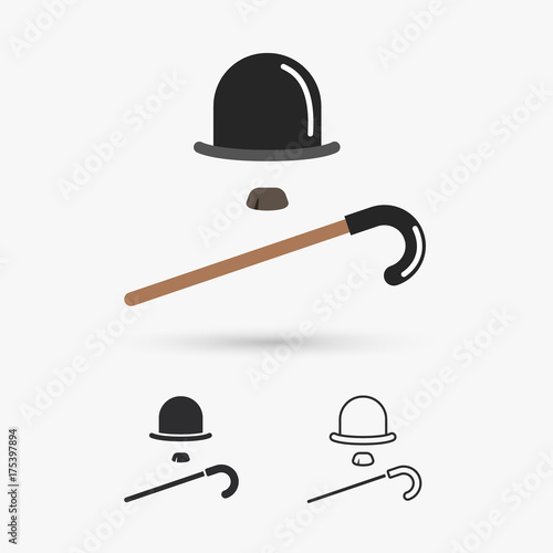 Foto retro hat, cane and moustache