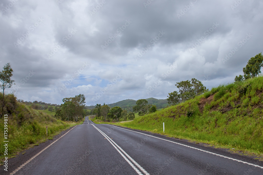 Road trip: driving in the empty roads of Qeensland Australia