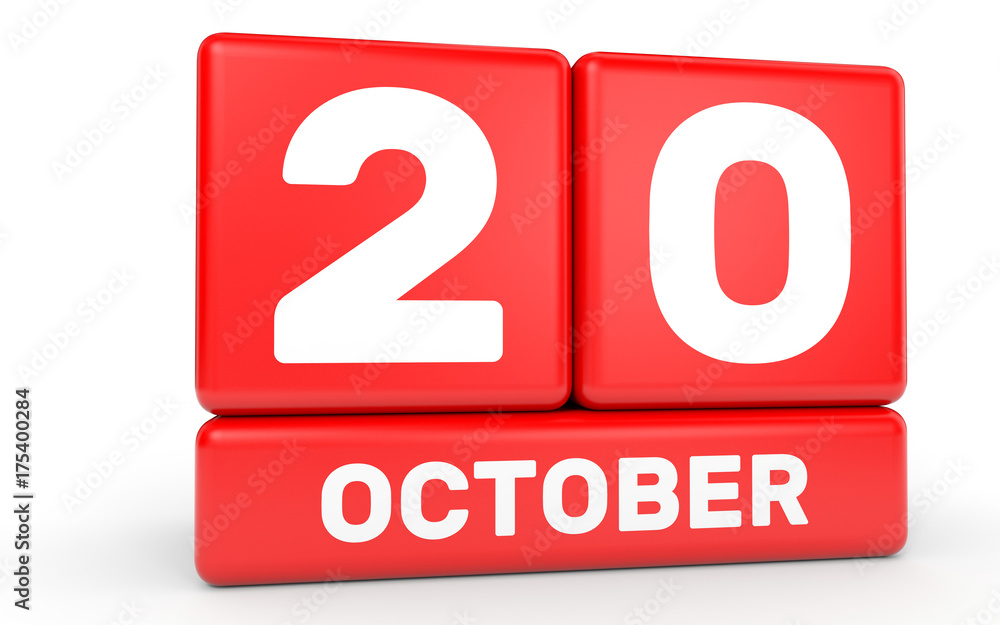 October 20. Calendar on white background. October 20. Calendar on white background.
