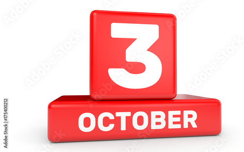October 3. Calendar on white background.