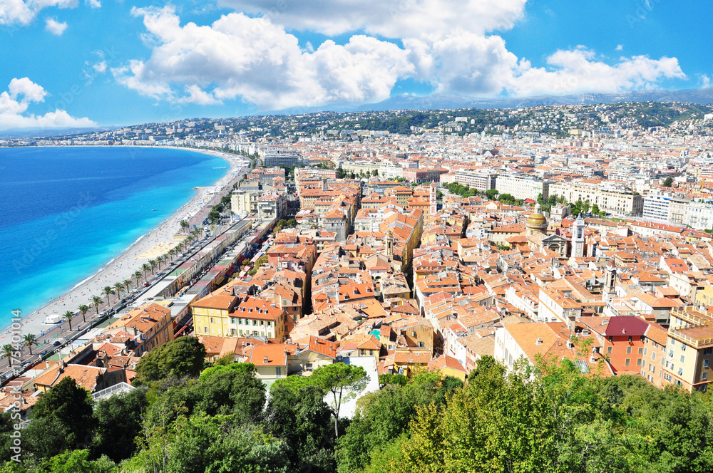 View of Nice City, Cote d’Azur, France, Mediterranean Sea