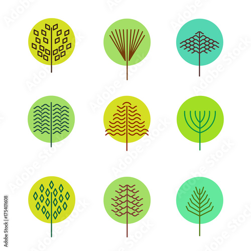 set of schematic trees and shrubs for the skins and graphical plans