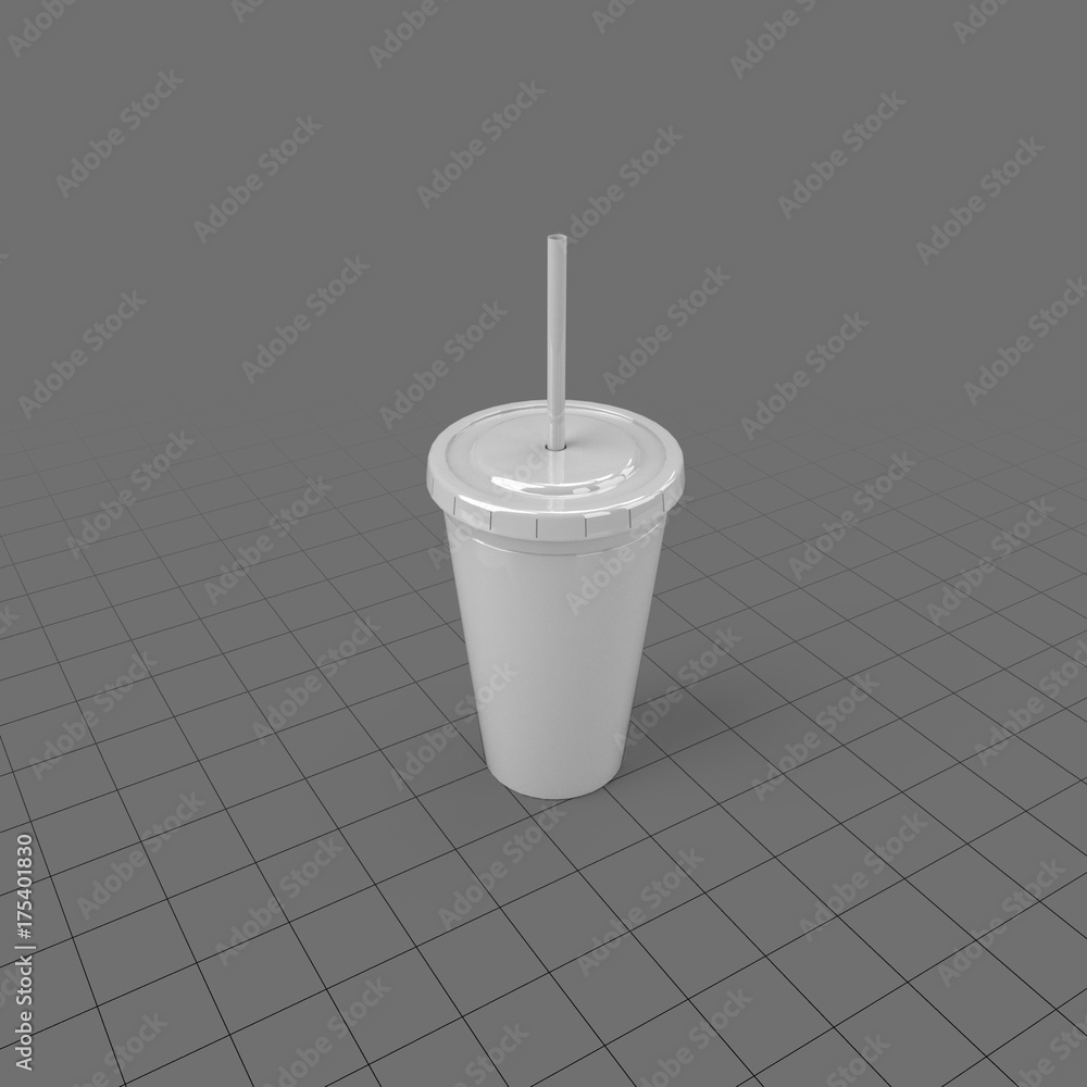 Plastic cup with lid and straw Stock 3D asset Adobe Stock