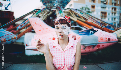 pin up girl in fun park