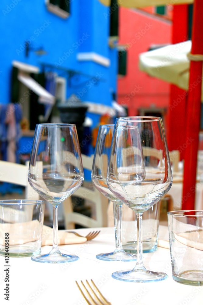 Glasses on table Glasses on table
