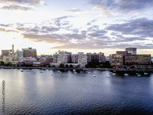 Back Bay Boston in Massachusetts, USA, Skyline of downtown on a Summer, Aerial view
