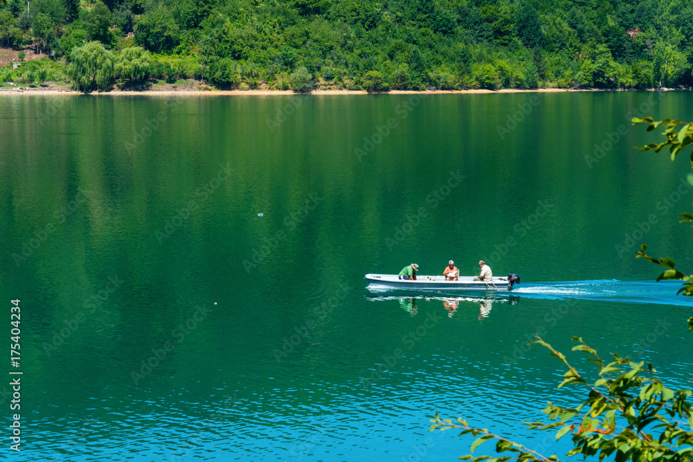 Naklejka premium Perucac, Serbia July 31, 2017: Perucac Lake View In Tara National Park, Serbia