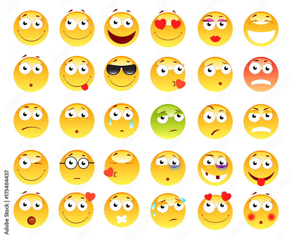 Set of 3d cute Emoticons. Emoji and Smile icons. Isolated on white background. vector illustration. Set of 3d cute Emoticons. Emoji and Smile icons. Isolated on white background. vector illustration.