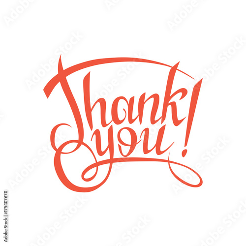 thank you sign.Hand drawn lettering. Greeting card with calligraphy.