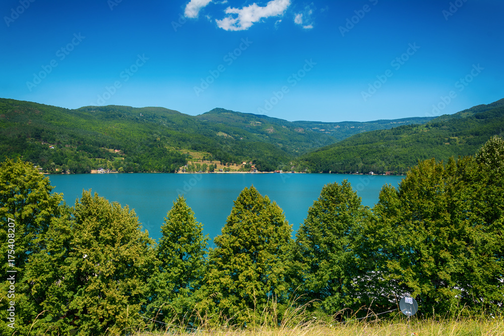 Naklejka premium Perucac Lake View In Tara National Park, Serbia