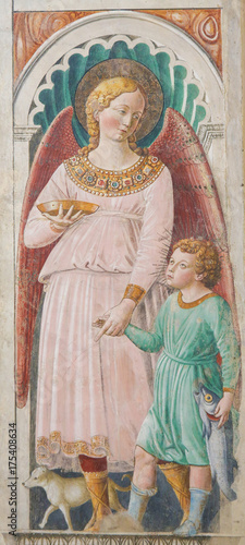 Fresco in San Gimignano, Italy - Angel and the Child Jesus