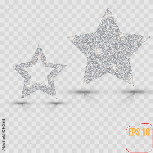 Silver star vector banner. Silver glitter . Template , card, vip, exclusive, certificate, gift luxury privilege voucher store present shopping