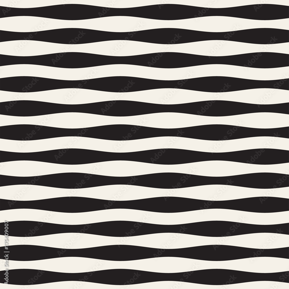 Wavy stripes vector seamless pattern. Retro wavy texture. Geometric lines monochrome design. Wavy stripes vector seamless pattern. Retro wavy texture. Geometric lines monochrome design.